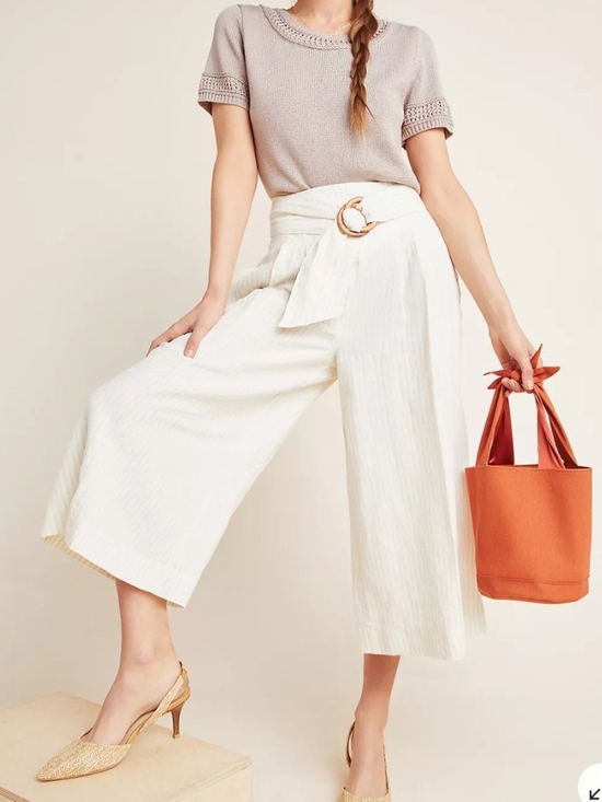 Anthropologie Pants - Anthropologie Palm Beach Belted Wide-Leg Pants Size 8